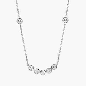 Smile <b>Necklace</b> With Bezel Set Lab-Grown Diamonds in White Gold - Product Image 3