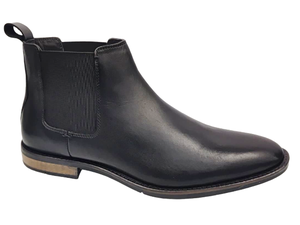 Botas Chelsea Negras para Hombre, Parte Superior de Piel de Oveja, Punta Redonda, Sin Cordones, Suela Antideslizante de TPR, Forro de Malla, para Todas las Temporadas - Product Image 1