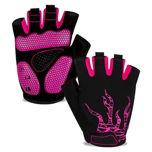 Gants demi-doigts pour hommes, gants de vélo de montagne, gants de route en soie glacée pour le cyclisme, rembourrage en gel, rose flamme - Product Image 1