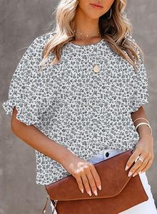 Haut décontracté uni pour femme, coupe classique, printemps-été, en coton tissé respirant, manches courtes, séchage rapide, écologique - Product Image 3