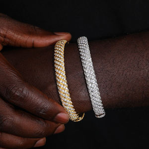 new popular moissanite 8mm iced out vvs diamond hip hop bracelet jewelry pure silver moissanite bracelet <b>bangle</b> link wristband - Product Image 1