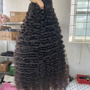 CDYHAIRVN Extensions de cheveux humains Genius Weft à boucles birmanes, tissage invisible bouclé serré vietnamien, noir naturel, cheveux doux - Product Image 3