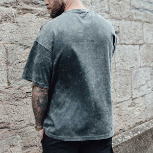 เสื้อยืดซักได้กรดเสื้อยืดซักได้แขนสั้นแนววินเทจแบบผ่อนคลายตัวหนัก - Product Image 4