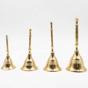 Handcrafted Gold-Plated Pure Brass Pooja Bell-Traditional Indian Temple Bell Uttar Pradesh High Sound Clarity for Home <b>Mandir</b> - Product Image 3