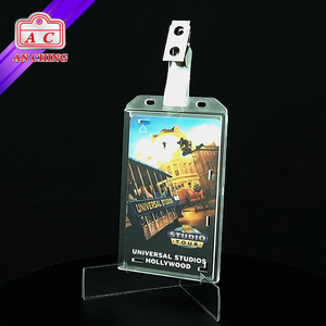 Rigid Plastic Vertical <b>ID</b> Badge <b>Holder</b> Credit Card Sleeve Personal Card Name Tag - Product Image 5