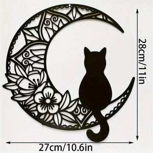CIFbuy Decorazione Murale a Forma di Gatto Crescente in Stile Bohémien, Arte in Metallo per Arredamento Casa a Tema Animali Domestici, Regalo Natalizio con Servizio di Ritiro - Product Image 2
