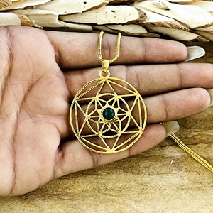 Fashionable <b>Boho</b> Merkaba Pendant Ethnic Brass Jewelry Women 18k Gold Plated Sacred Geometry Mandala Pendant Wholesale OEM ODM - Product Image 2