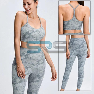 Ensemble de sport yoga 2 pièces pour femme, short taille élastique respirant coupe ajustée en tissu intelligent, idéal pour la course décontractée - Product Image 3