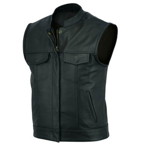 Chaleco de Cuero para Hombre, Chaqueta sin Mangas de Cuero Genuino Premium con Cierre de Cremallera Frontal y Múltiples Bolsillos para Ropa Casual de Calle - Product Image 1