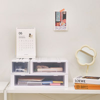 Système d'organisation de bureau modulaire empilable à 3 niveaux Plafarm Minimalist, avec tiroirs en plastique transparent