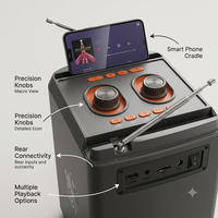 Altavoz Portátil LN-5316MIC con Doble Micrófono Inalámbrico, Sistema de Audio Karaoke de 55W con Bajos Potentes, Venta al Por Mayor