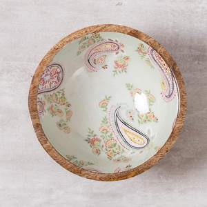 ชามไม้มะม่วงสำหรับเสิร์ฟสลัดและของหวาน พร้อมลายตกแต่ง - Product Image 3