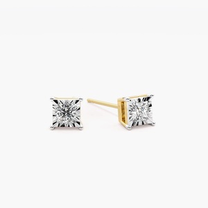 Boucles d'oreilles clous en diamant de laboratoire taille princesse 0,05 carat, plaqué or 14K rhodié, solitaire de luxe, vente en gros, bijoux OEM ODM - Product Image 3