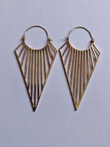 Gold Plated Geometric Hoop <b>Earrings</b> <b>Long</b> Triangle Dangle Statement Boho Minimalist Jewelry - Product Image 1