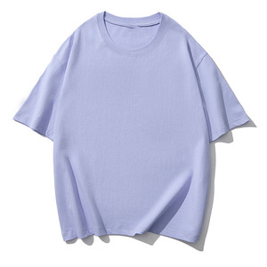 T-shirt en coton pur 230G, coupe ample, col oversize, couleur unie, tricoté, avec logo personnalisé brodé ou imprimé, pour homme. - Product Image 3