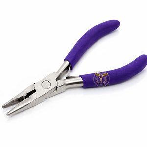 Hair <b>Extension</b> Pliers Blue Handle Stainless Steel <b>Micro</b> Ring Nano Ring Applying Crimping Pliers Hair <b>Extension</b> Tool Salon - Product Image 1