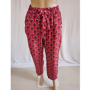 Pantalones acampanados estampados de algodón para mujer, pijamas de verano informales de diseñador con patrón ancho, logotipo personalizado, cintura elástica, uso plano en invierno - Product Image 1