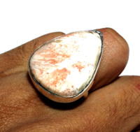 Bague de déclaration de luxe en argent sterling 925 avec scolecite rose taille poire, faite à la main, certifiée par un tiers, pour femme, pour mariage et anniversaire