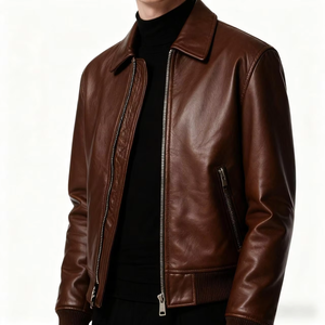 Veste en cuir d'agneau véritable noire de haute qualité pour hommes / Vestes en cuir pour hommes / Vestes en cuir pakistanaises pour hommes - Product Image 4