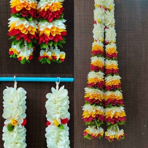 Guirlande de fleurs artificielles indiennes faites à la main (jasmin, mogra, marguerite) en tissu Toran pour Diwali, mariages, festivals, Noël et l'été - Product Image 1