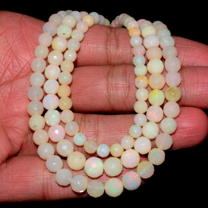 Opale d'Éthiopie 5mm-8mm, perles rondes facettées, opale naturelle d'Éthiopie Welo, opale feu, perles en vrac pour la fabrication de bijoux - Product Image 3