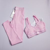 Legging Yoga Wanita Berkualitas Tinggi Tanpa Jahitan Berbahan Ribbed, Set Dua Potong Pakaian Olahraga Elastis untuk Pilates dan Kebugaran
