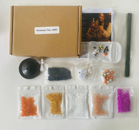 Kit de Décorations de Noël Créatives DIY Faites à la Main : Jouets de Couture et de Tissage, Lumières LED, Peinture sur Verre, String Art avec Motif Élan