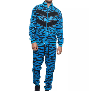 Conjunto deportivo para hombre con logotipo personalizado, transpirable, de algodón, con sudadera con cremallera completa y pantalones deportivos con cremallera. - Product Image 1