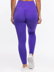 Leggings de yoga taille haute pour femmes, personnalisables avec logo, vente en gros, avec coutures, extensibles, respirants, unis, pour la gym, le fitness et l'entraînement, tricotés - Product Image 2