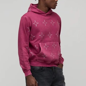 Custom 400GSM Men's <b>Hoodie</b> with Full <b>Rhinestones</b> and Boxy Fit Acid Wash Custom <b>Rhinestone</b> <b>Hoodie</b> - Product Image 3