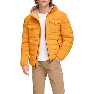 เสื้อแจ็คเก็ตพัฟเฟอร์มีฮู้ดสำหรับผู้ชาย WARPRO INDUSTRY สีเหลืองล้วน ปิดด้วยซิป กันลม สวมใส่สบายๆ ในฤดูใบไม้ร่วง ผลิตจากโพลีเอสเตอร์เคลือบบุใยสังเคราะห์ - Product Image 3