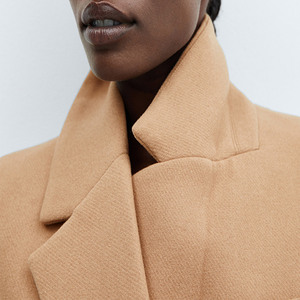 Manteau long en laine pour femme, coupe ajustée, double boutonnage, col cranté, marron camel, mode hiver - Product Image 5