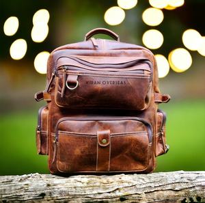 Sac à dos de sport unisexe en cuir de couleur antique naturelle imperméable personnalisé pour femmes/hommes-sac de voyage en cuir véritable - Product Image 3