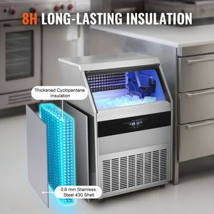 Macchina per il ghiaccio commerciale da cucina, a armadio, da 450 libbre/24 ore, 160 cubetti di ghiaccio, produzione in 12-15 minuti, 130 libbre/24 ore - Product Image 5