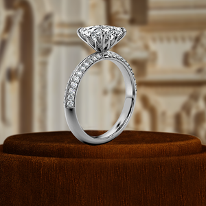 แหวนหมั้นเพชรทรงปรินเซสคัท 1.5 กะรัต เพชรเลี้ยงในห้องปฏิบัติการ ทอง 14K ประดับเพชรเต็มวงแบบ 3 มิติ พร้อมเพชรประดับแบบพาเว่ ได้รับการรับรองจาก IGI สำหรับ Part - Product Image 1