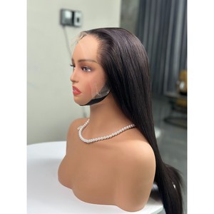 Peluca de Cabello Humano Virgen Vietnamita Liso Natural Negro con Encaje Frontal 13x4 Doble Trama, Encaje Francés Transparente, Venta al por Mayor - Product Image 6