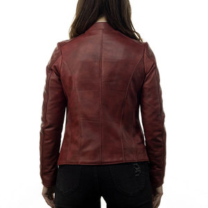 Women Genuine Leather Raw Zipper <b>Racer</b> <b>Jacket</b> <b>Cropped</b> Blazer Vintage Eco-Friendly Coat Outerwear Regular Fit - Product Image 2