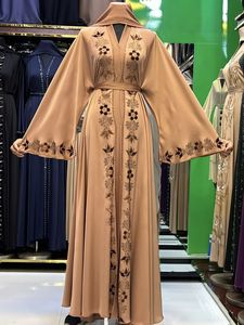 Wholesale Umbrella Abaya Stone Work Handmade Sequined Arabic Dubai Style Full Flare Nida Fabric Evening Party Dress - Product Image 2