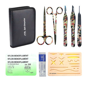 Kit de práctica de sutura completa, almohadilla de sutura curva, juego de entrenamiento de cirugía menor de primera calidad, instrumentos médicos de acero inoxidable, 17 Uds. - Product Image 1