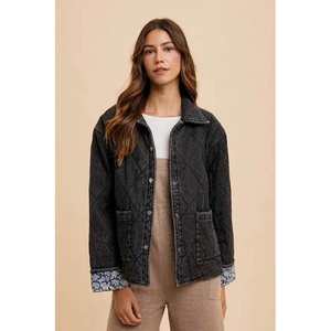 Chaqueta vaquera acolchada con forro estampado de Annie Wear para mujer - Product Image 2