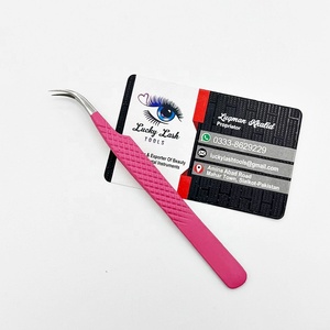 LUCKY LASH <b>TOOLS</b> Matte Color Stainless Steel Curved Shaped Eyelash Tweezers Comfort Grip <b>Smooth</b> Grip Sustainable Lash Tweezers - Product Image 1