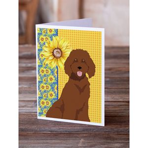 Tournesols d'été fantaisistes A7 Taille 5x7 Cartes vierges Standard Red Caniche Carte de vœux Pack de 8 enveloppes pour notes personnelles - Product Image 2