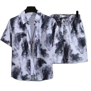 New 2025 <b>Men's</b> Casual <b>Beach</b> <b>Shirt</b> Shorts Sets Winter 100% Cotton Eco-Friendly 3D Pattern Customized Logo - Product Image 3