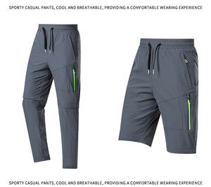 Pantalones de Senderismo Negros Convertibles con Bolsillos con Cremallera y Detalles Verdes para Actividades al Aire Libre - Product Image 4
