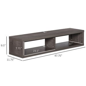 Mobile TV Sospeso Personalizzabile Grigio Scuro, Console Multimediale a Parete con Ripiani per Soggiorno e Ufficio, Pannello in MDF - Product Image 3