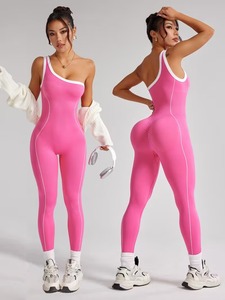 Combinaison de fitness une pièce pour femme |   Unitard d'entraînement élégant à une seule bretelle |   Tenue de sport légère et élastique - Product Image 1