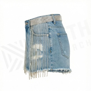 Womens Vintage Straight <b>Denim</b> Shorts <b>Stretch</b> High Waist Customized Color Wash Ripped Design Summer Fashion Casual Outfit - Product Image 3