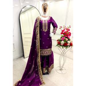 Ensemble de vêtements et d'accessoires musulmans traditionnels de créateur, magnifique haut-Sarara et dupatta pour les occasions spéciales - Product Image 3