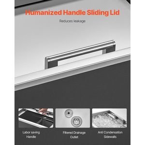 Contenitore refrigerante da incasso in acciaio inossidabile 60 cm L x 46 cm L x 33 cm H, 55 litri, con coperchio scorrevole per esterni - Product Image 6