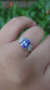 Women's Sapphire Engagement Ring With Cushion Cut Diamonds Prong Setting Classic Gemstone Ring - Product Image 5